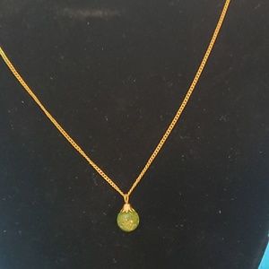 Round green marble stone necklace
